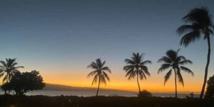 Sunset on the beach as seen from Honua Kai Resort and Spa in Maui, Hawaii.